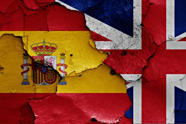 Flags Spain Painted Cracked Wall — Stock Photo, Image