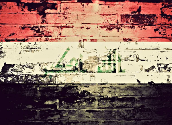 Flagge Des Irak Auf Ziegelwand Gemalt — Stockfoto