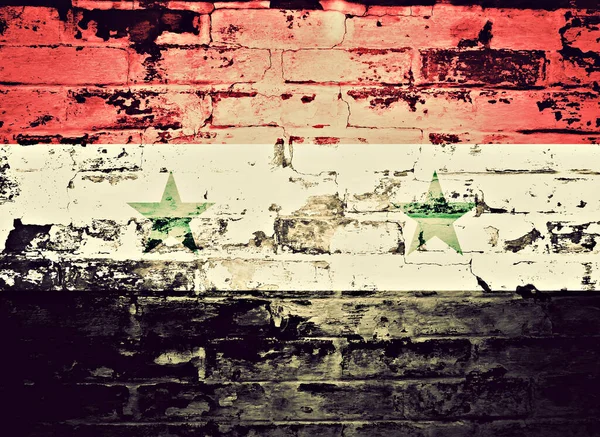 Vlag Van Syrië Geschilderd Bakstenen Muur — Stockfoto