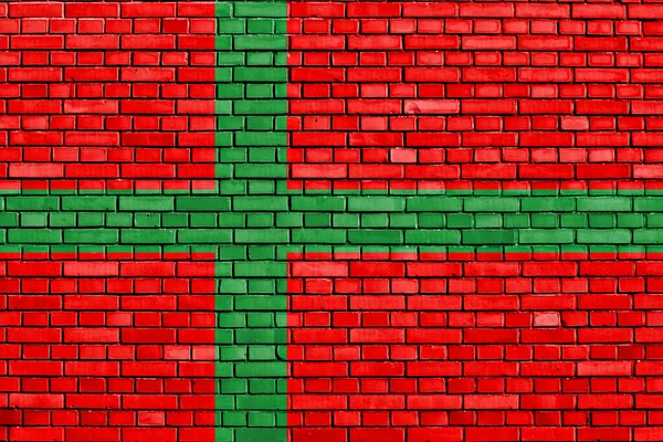 Flaga Bornholmu Malowana Ceglanej Ścianie — Zdjęcie stockowe