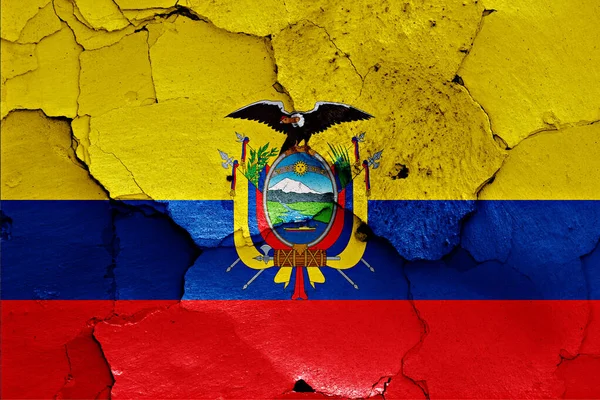 Vlag Van Ecuador Geschilderd Gebarsten Muur — Stockfoto