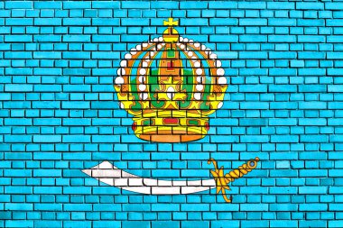 Astrakhan Oblastı bayrağı tuğla duvara boyanmış
