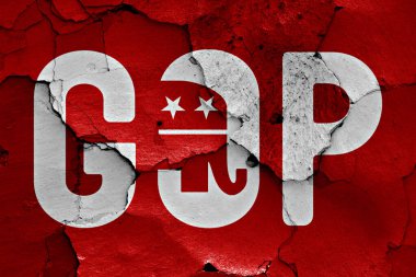 flag of GOP painted on cracked wall clipart