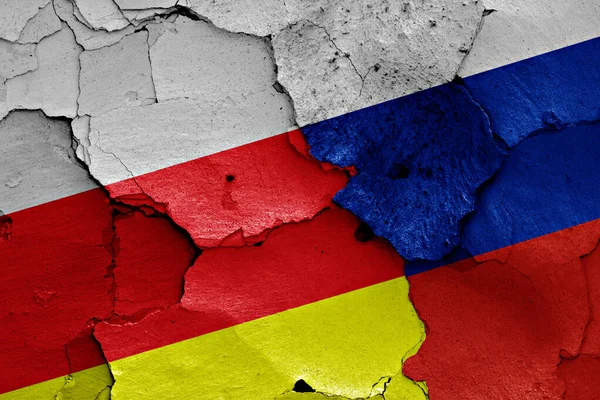 Flags North Ossetia Alania Russia Painted Cracked Wall — Stock Photo, Image
