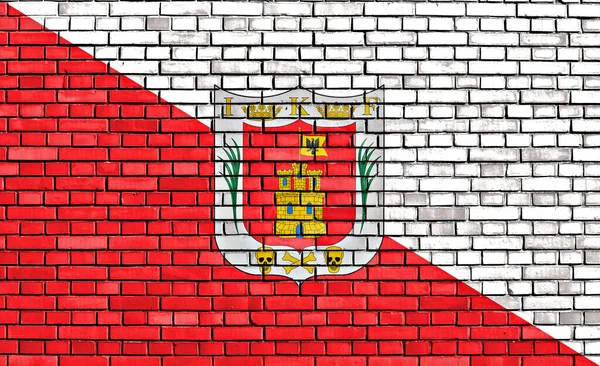 Flaga Tlaxcala Malowana Ceglanej Ścianie — Zdjęcie stockowe