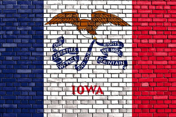 Flaga Iowa Malowana Ceglanej Ścianie — Zdjęcie stockowe