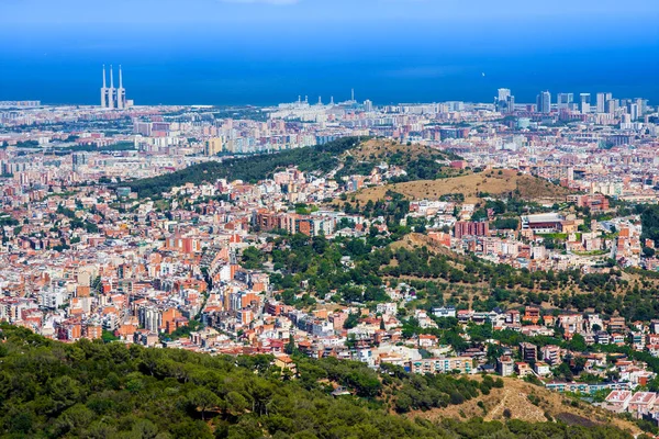 Panoramautsikt Över Barcelona Från Tibidabo Spanien — Stockfoto