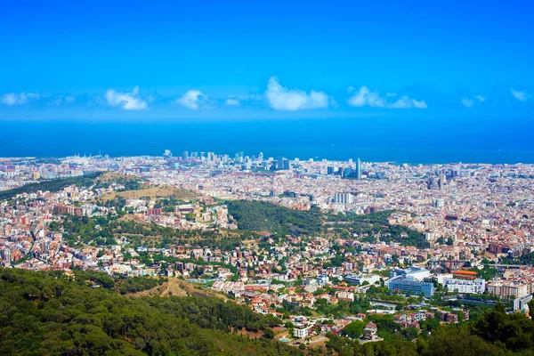 Panoramautsikt Över Barcelona Från Tibidabo Spanien — Stockfoto