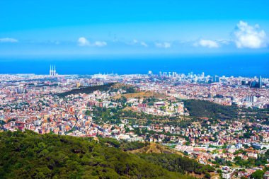 Panoramic view of Barcelona and sea from Tibidabo, Spain clipart