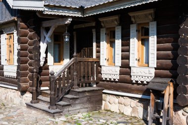 Nanosy, Belarus - 24 Ağustos 2018: Ethnocultural karmaşık Nanosy-Novoselye. Son yüzyıllar atmosferinin keyfini çıkarın mümkün kılan tarihsel rekreasyon karmaşık, o