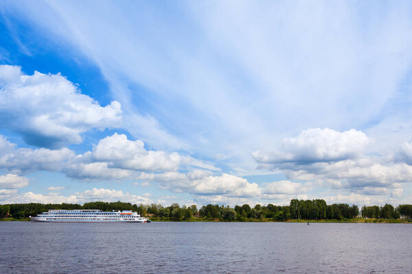 River Kotorosl and cruise ship in summer, Yaroslavl, Russia