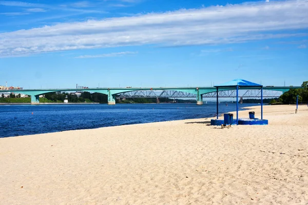 Central City Beach Yaroslavl Moscow Bridge Summer Morning Russia — Stock Photo, Image