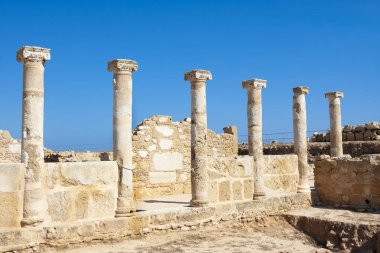 Antik colonnade, Kato Paphos Archaeological Park. Paphos, Cyprusaphos arkeolojik Park