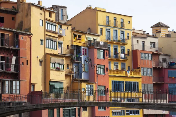 Girona Spanyolország 2019 Január Girona Központjában Város Partra Onyar Folyó — Stock Fotó