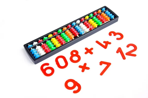 Calculadora tradicional japonesa ábaco e números — Fotografia de Stock