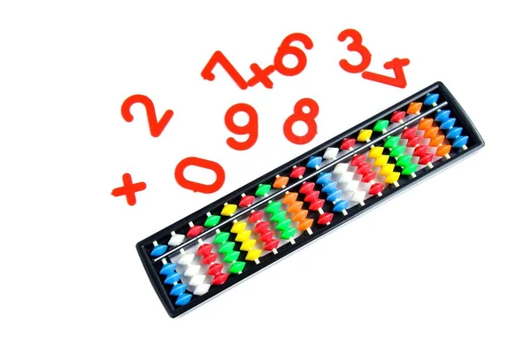 Hagyományos japán számológép Abacus és számok — Stock Fotó