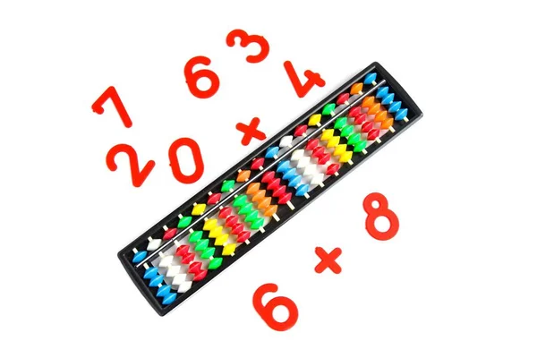 Hagyományos japán számológép Abacus és számok — Stock Fotó