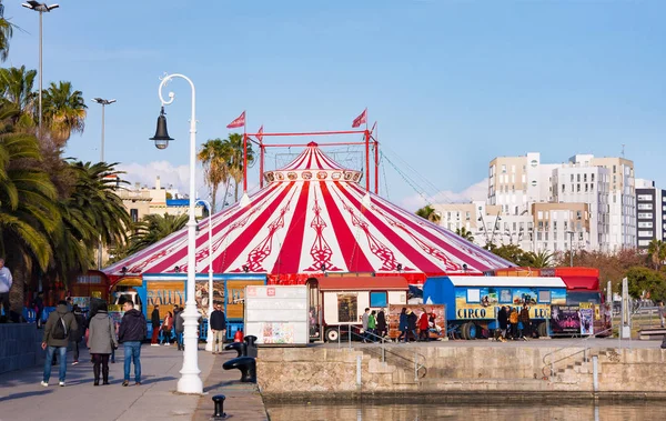 View of circus tent before new spectacle of Raluy Circus, Catalonia — Stock Photo, Image