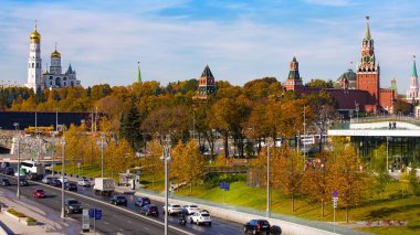 Vasily Blessed Katedrali (Saint Basil Katedrali) , Moskova Kremlin Spasskaya Kulesi ve park Zaryadye. Rusya