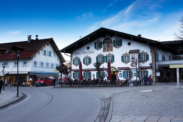 Oberammergau Germania Febbraio 2020 Pochi Turisti Ristoranti Strada Oberammergau Germania — Foto Stock