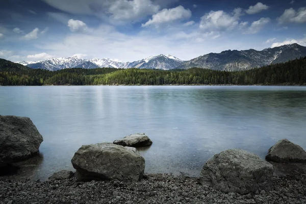 Primavera Sul Lago Eibsee Baviera Germania — Foto Stock