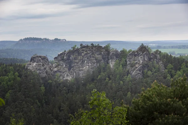 Vista Formación Rocas Gamrig Área Suiza Sajona Alemania —  Fotos de Stock