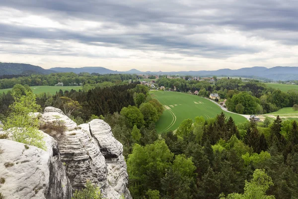 Visa Från Ovanpå Gamrig Klippformation Området Sachsiska Schweiz Tyskland — Stockfoto