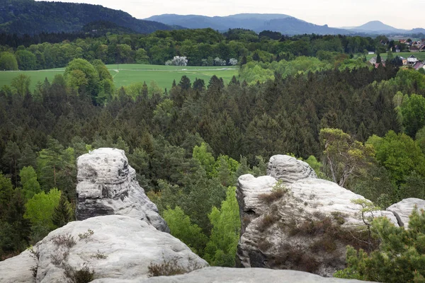 Visa Från Ovanpå Gamrig Klippformation Området Sachsiska Schweiz Tyskland — Stockfoto