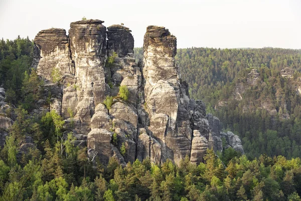 Σχηματισμός Βράχου Στη Σαξωνική Ελβετία Ανατολική Γερμανία — Φωτογραφία Αρχείου