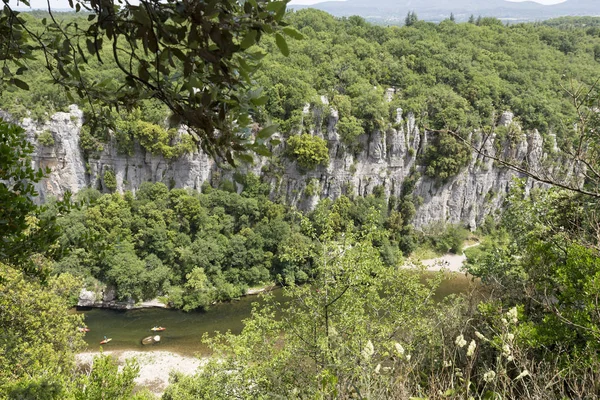 Vista Para Rio Chassezac Distrito Ardeche França — Fotografia de Stock