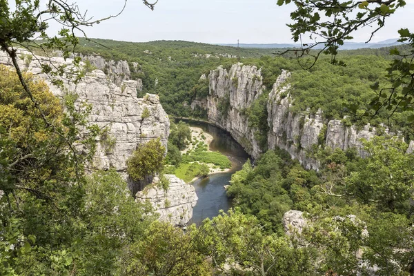 Δείτε Πάνω Στον Ποταμό Chassezac Στην Περιοχή Ardeche Στη Γαλλία — Φωτογραφία Αρχείου