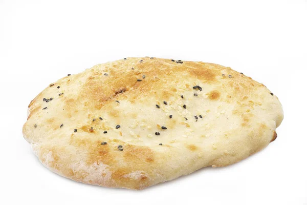 Jediné Chlebové Placky Izolovaných Bílém Pozadí — Stock fotografie