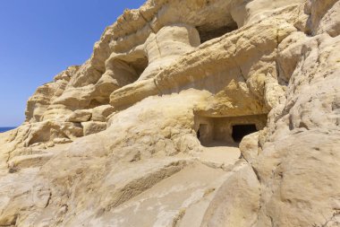 Mağaralar Matala Beach Girit Adası Yunanistan
