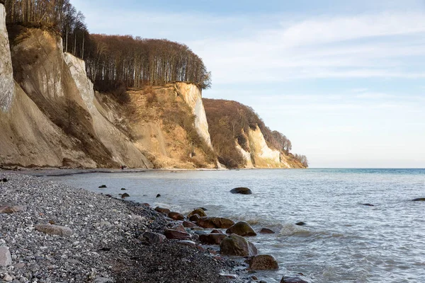 Stenig Strand Kalkkusten Ruegen Tyskland Vintern — Stockfoto