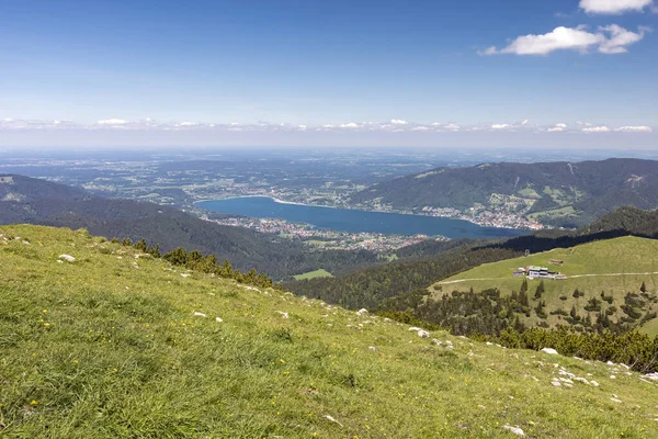 Widok Hirschberg Szczyt Bawarii Niemcy Jezioro Tegernsee — Zdjęcie stockowe