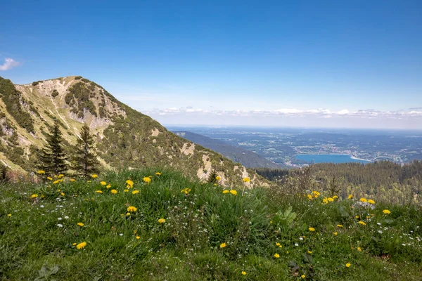 Vista Sulla Vetta Del Kratzer Baviera Germania Con Lago Tegernsee — Foto Stock