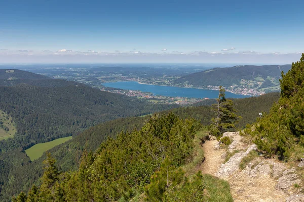 Widok Hirschberg Szczyt Bawarii Niemcy Jezioro Tegernsee — Zdjęcie stockowe