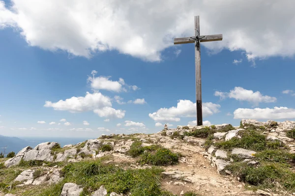 Summit Cross Hochries Peak Bavaria Germany — Stock Photo, Image