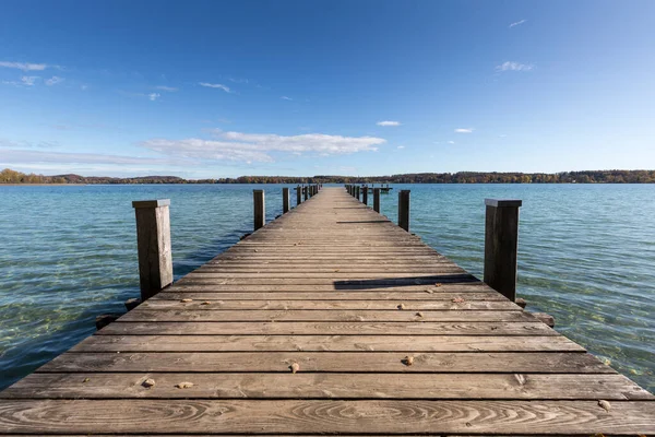 Jetty Lake Woerthsee Bavaria Germany Autumn — Stock Photo, Image