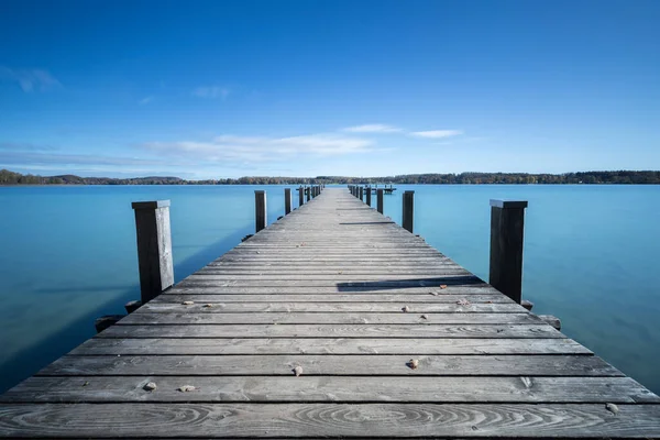 Jetty Lago Woerthsee Baviera Alemania Otoño —  Fotos de Stock