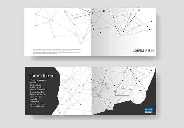 Plantillas de vectores de portada abstracta. Fondo geométrico moderno con líneas y puntos conectados — Archivo Imágenes Vectoriales