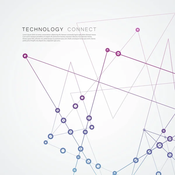 Netzwerk-Hintergrund mit Verbindungspunkten und Kreisen — Stockvektor