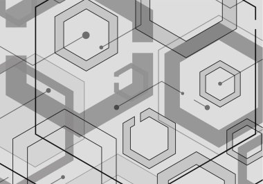 Altıgen geometrik tasarım connect noktalar ve çizgiler ile