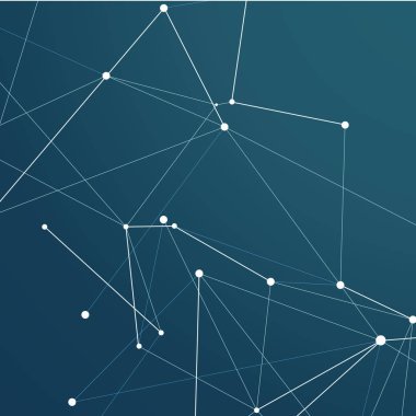 Soyut şekiller arka plan ve teknoloji ağ tasarımı. Atom, bilim ve koyu arka plan üzerinde moleküler vektör şekli.