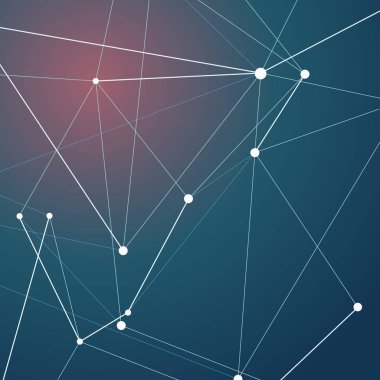 Soyut şekiller arka plan ve teknoloji ağ tasarımı. Atom, bilim ve koyu arka plan üzerinde moleküler vektör şekli