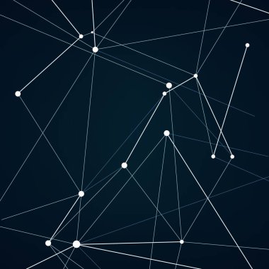 Soyut şekiller arka plan ve teknoloji ağ tasarımı. Atom, bilim ve koyu arka plan üzerinde moleküler vektör şekli