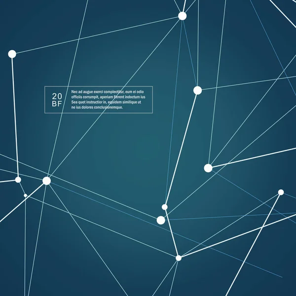 Soyut molekülleri teknoloji yapısıyla koyu mavi zemin üzerine çokgen şekiller