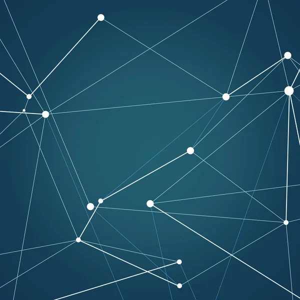 Soyut molekülleri teknoloji yapısıyla koyu mavi zemin üzerine çokgen şekiller
