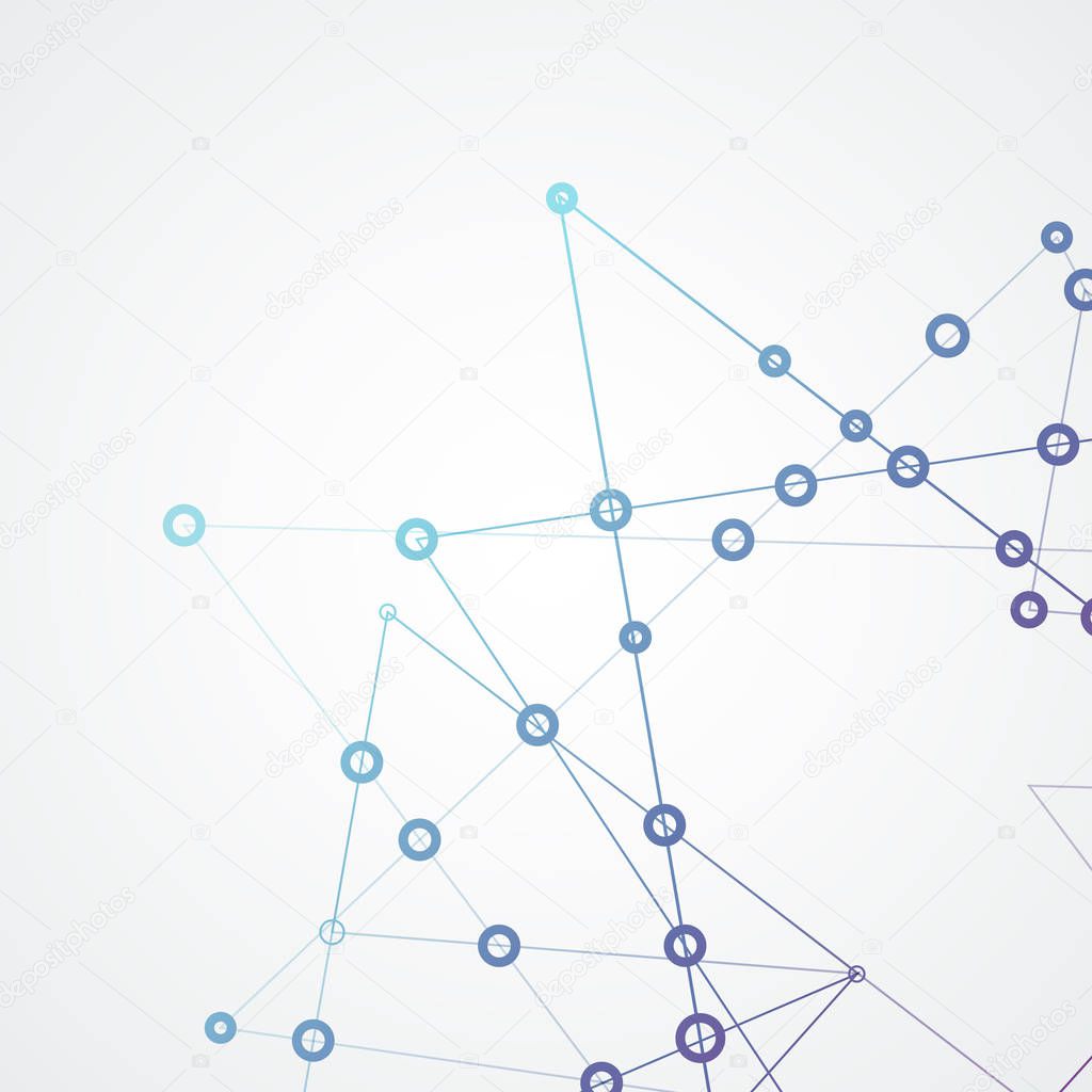 Network background with connecting points and circles