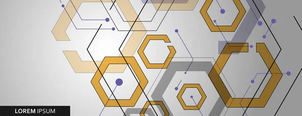 Conception de bannière hexagonale connectée vectorielle — Image vectorielle